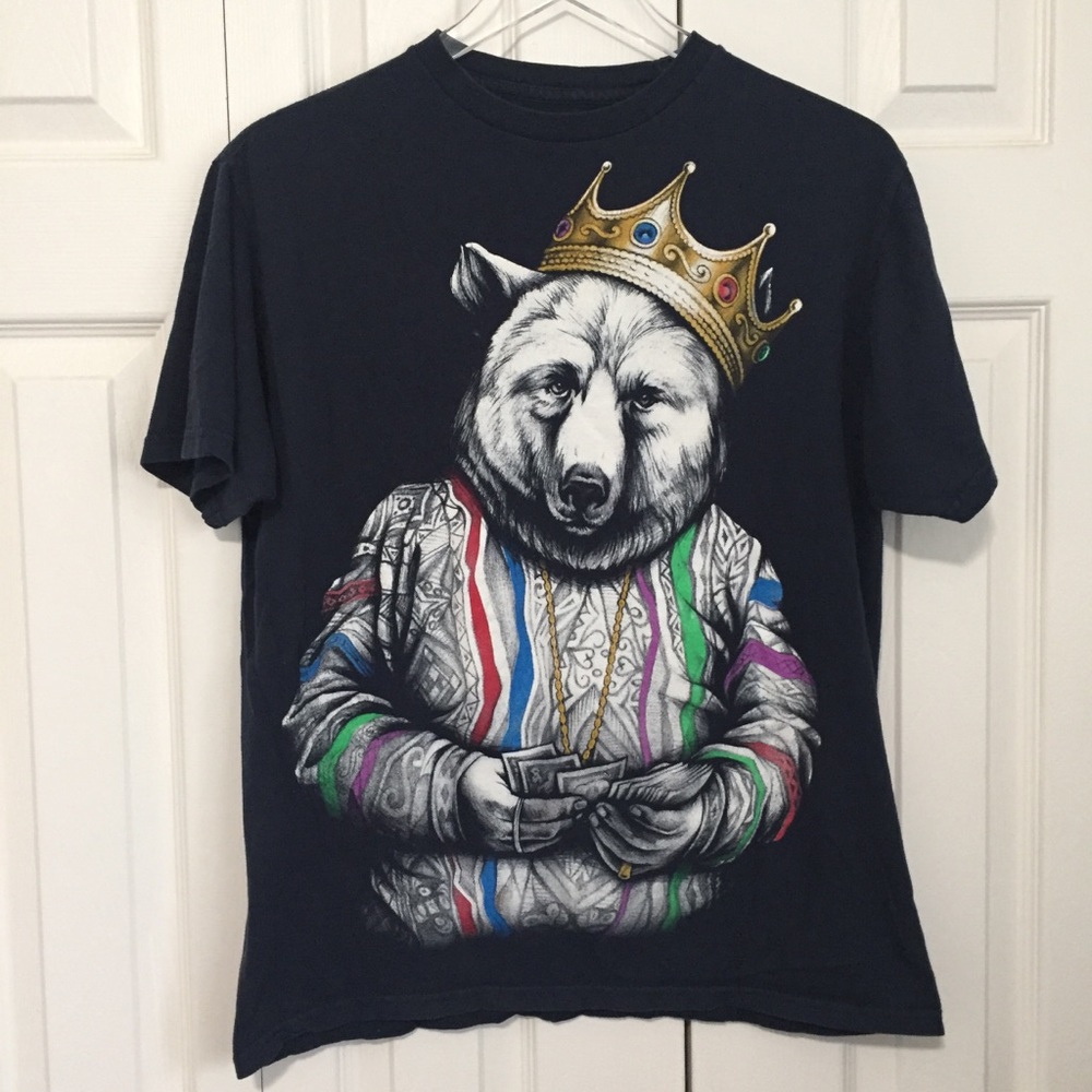 Rook King Bear Navy Blue T-shirt Size M